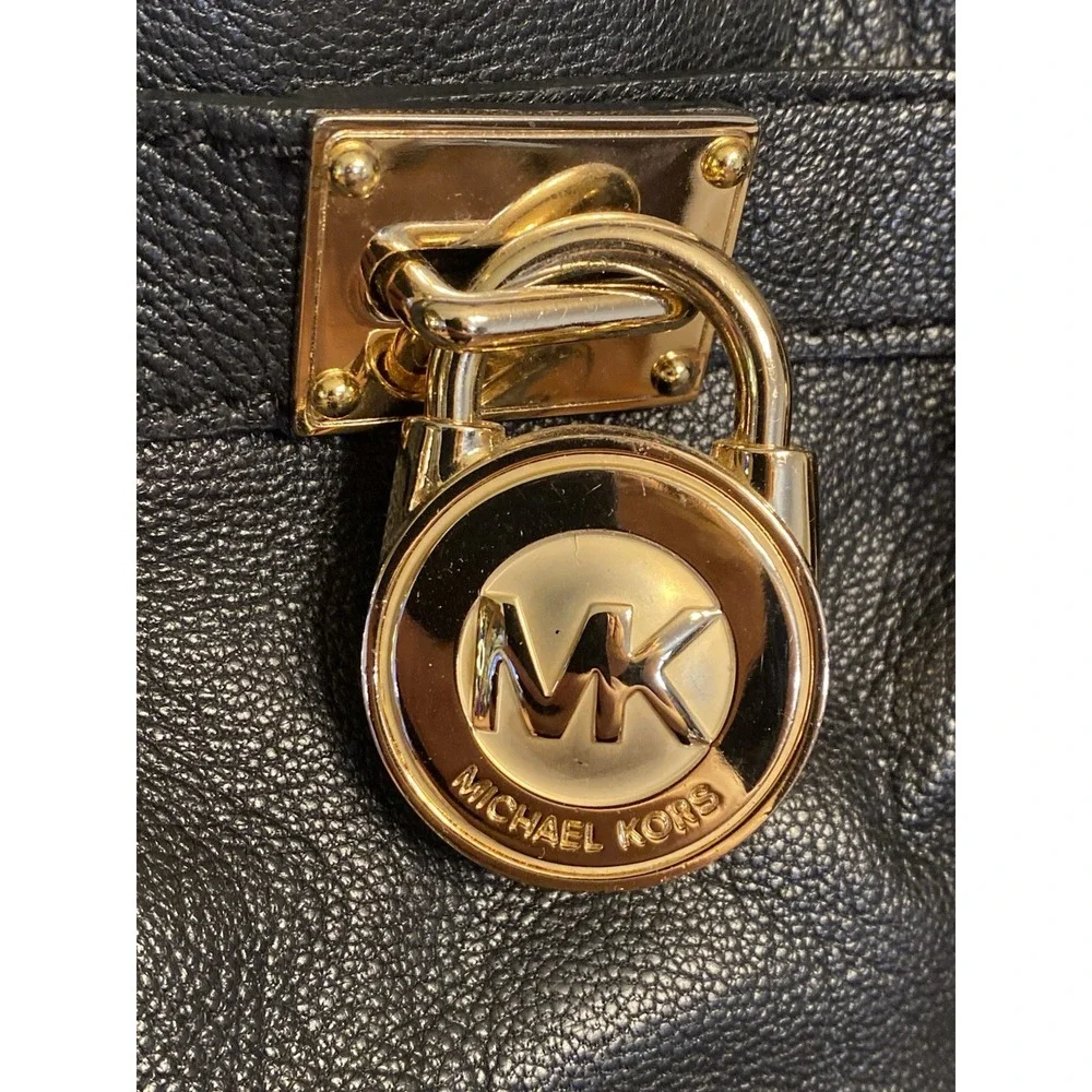 Michael Kors black leather handbag Gold Chain Handle Multi Pockets Dust bag